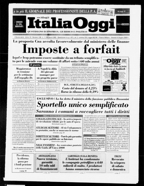 Italia oggi : quotidiano di economia finanza e politica